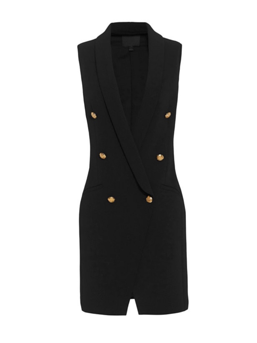 INTERMIX Black Sleeveless Double-Breasted Blazer Vest or Dress